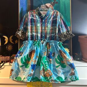 Vtg One of A Kind Repurposed Upcycled Reworked Levi's Plaid Shirt Diego Sheet OS